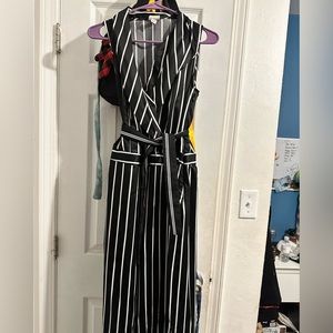 Black and white striped jumper suit